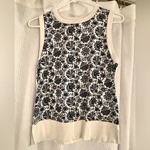 Ann Taylor Factory blue floral shell